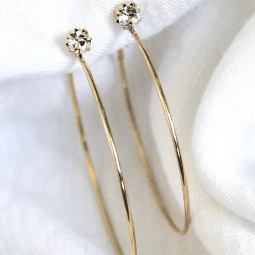 Square stud earrings-Kinsey Designs | Ashton Gold Tone Hoop Earrings with CZ Crystal Studs