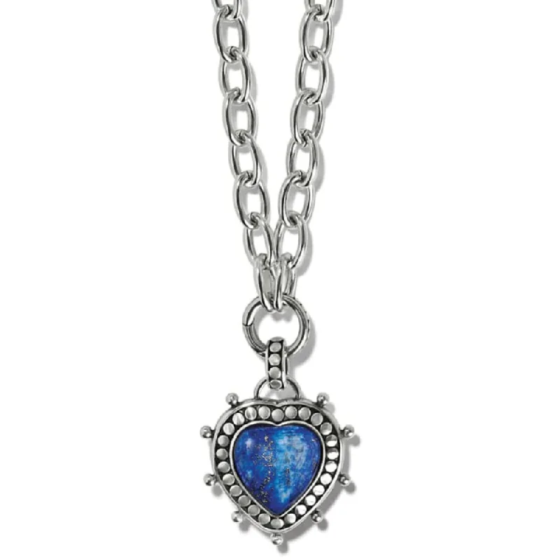 Hope charm necklaces-Brighton Pebble Dot Hati Lapis Heart Necklace