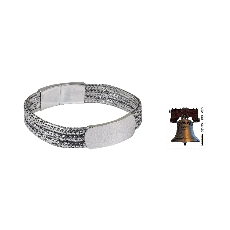 Cool wood bangles-Men's Handmade Sterling Silver 'Winter Wheat' Bracelet (Thailand)