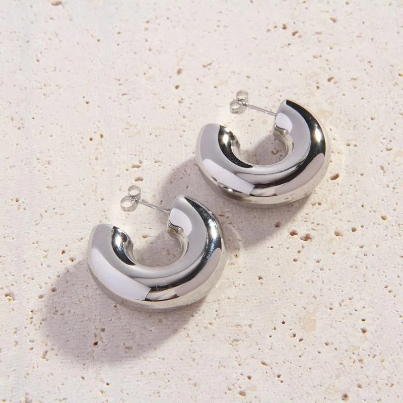 Polished art earrings-Silver Alma Earrings