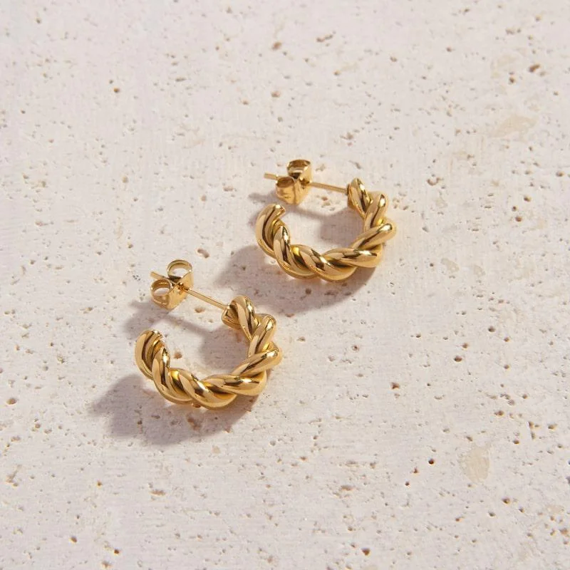 Petal pattern earrings-Mini Mia Hoops