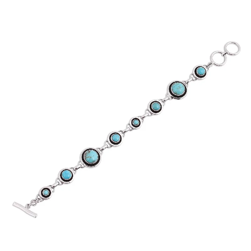 Topaz bangles-NOVICA Turquoise Eternity, Turquoise link bracelet