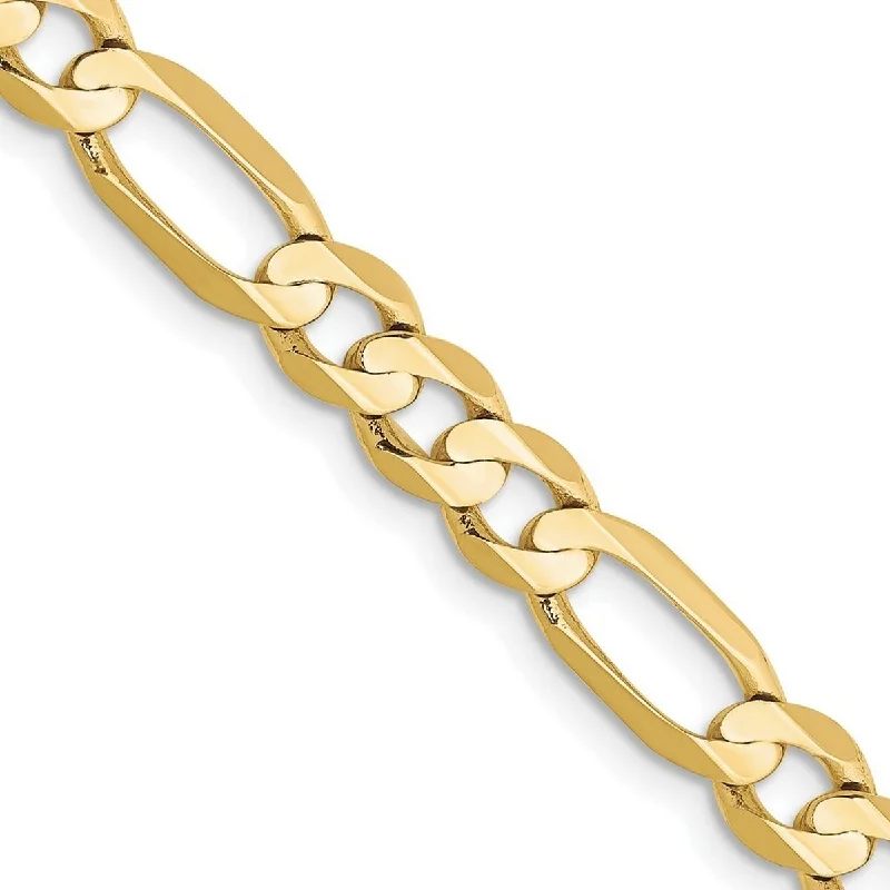 High cuff bangles-Curata 10k Yellow Gold 6mm Solid Polished Light Figaro Chain Bracelet