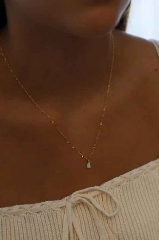 Thick chain necklaces-OPAL TEARDROP NECKLACE