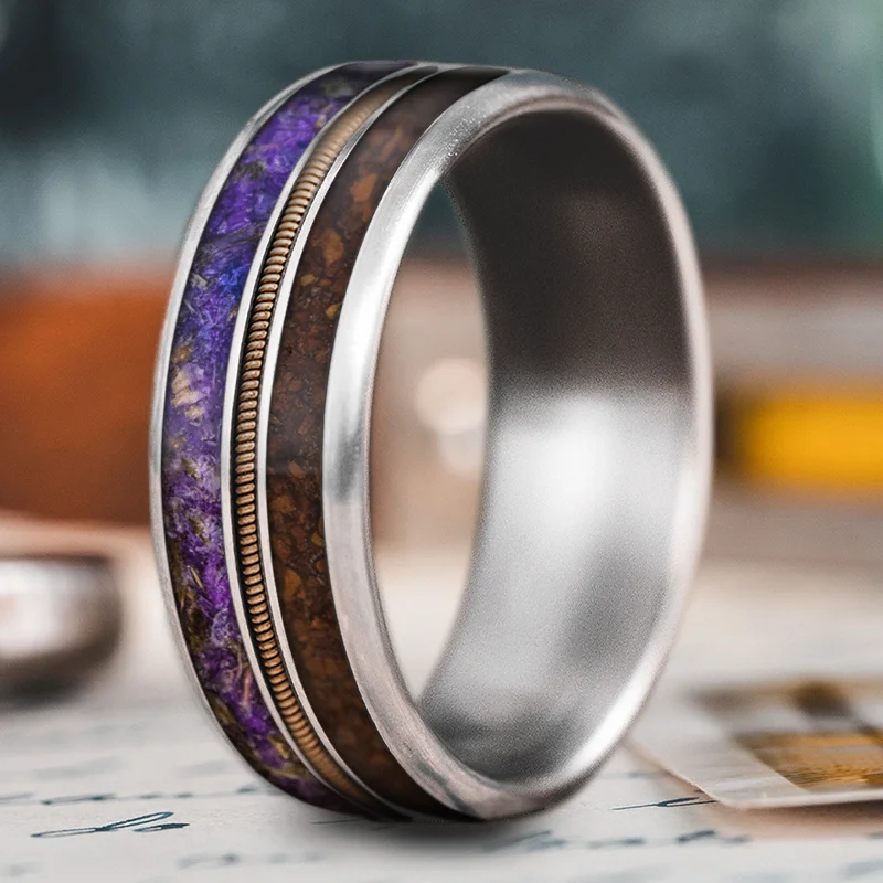 Raven feather rings-Custom Design - 3-Inlay Metal Center VrOWz3yBhZKBf_mwfaeeSx56