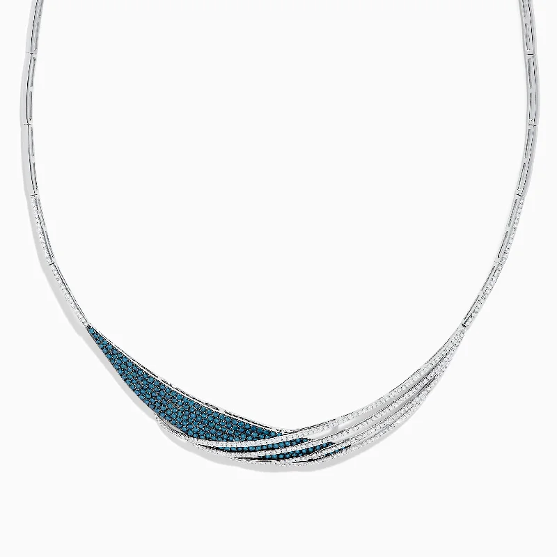 Spinel necklaces-Bella Bleu 14K White Gold Blue and White Diamond Necklace