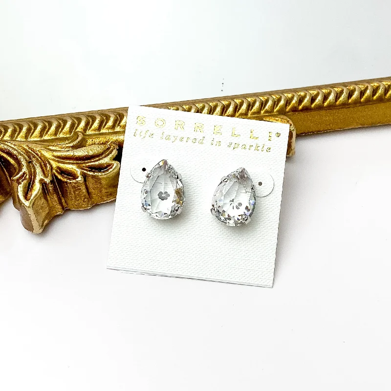 Flax cord earrings-Sorrelli | Eileen Stud Earrings in Palladium Silver Tone and Clear Crystals