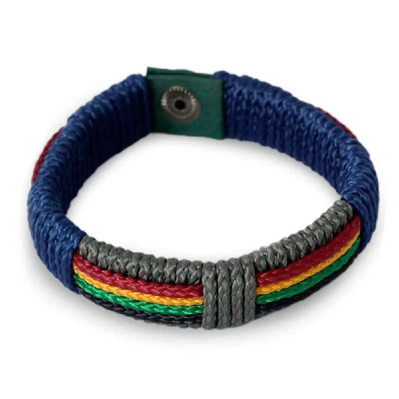 Textured metal bangles-Men's Handmade Cord 'Traditions of Africa' Bracelet (Ghana)