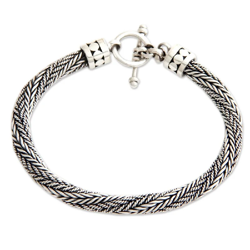 Pure modern bangles-NOVICA Handmade Unity Sterling Silver Bracelet (Indonesia)