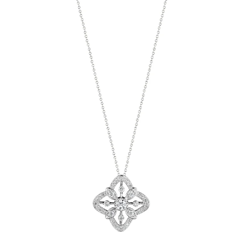 Polished name necklaces-Verragio 18k "Fiore" Diamond Pendant Necklace