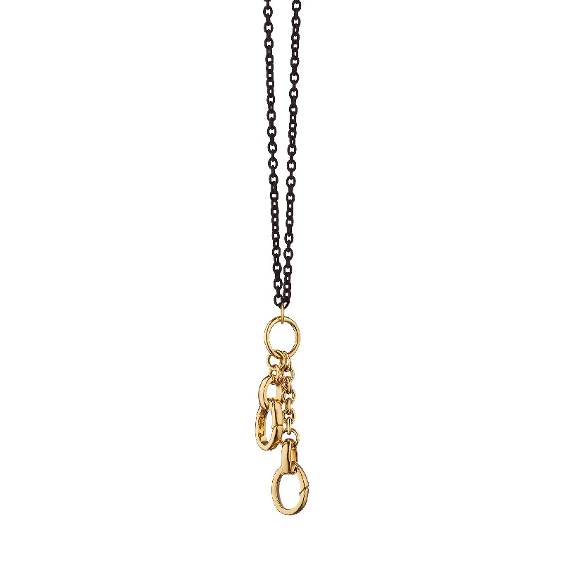 Thick chain necklaces-18" "Design Your Own" 18K Gold Steel Charm Chain Necklace, 2 Charm Stations