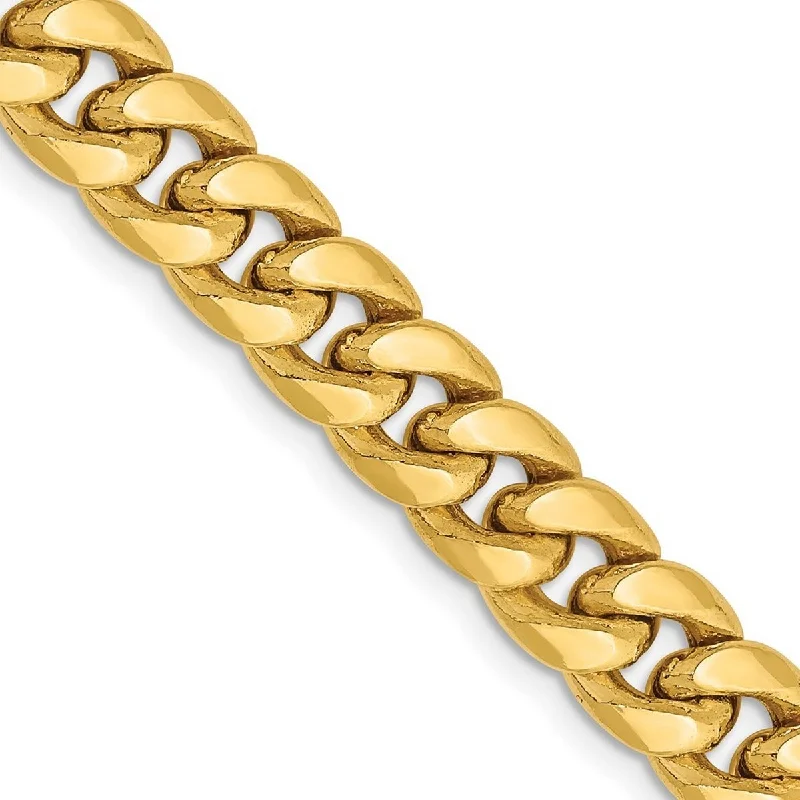 Raven feather bangles-Curata 10k Yellow Gold 8" Semi solid 7.3mm Miami Curb Chain Bracelet