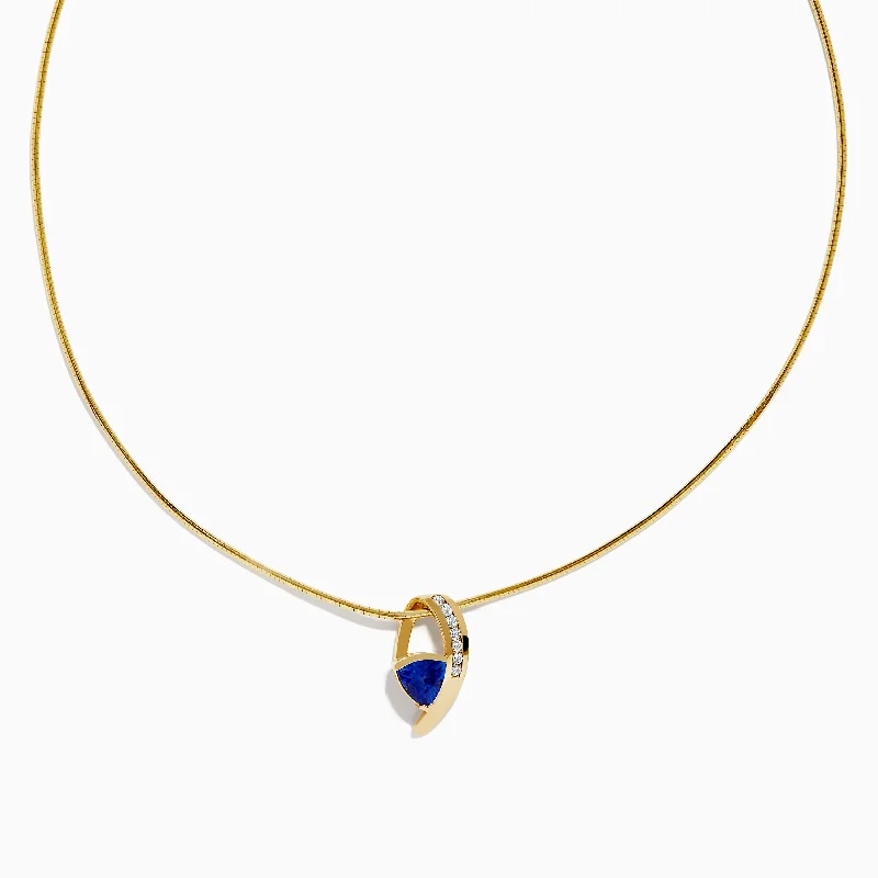 Thin enamel necklaces-Nahla Siri 14K Yellow Gold Tanzanite and Diamond Necklace