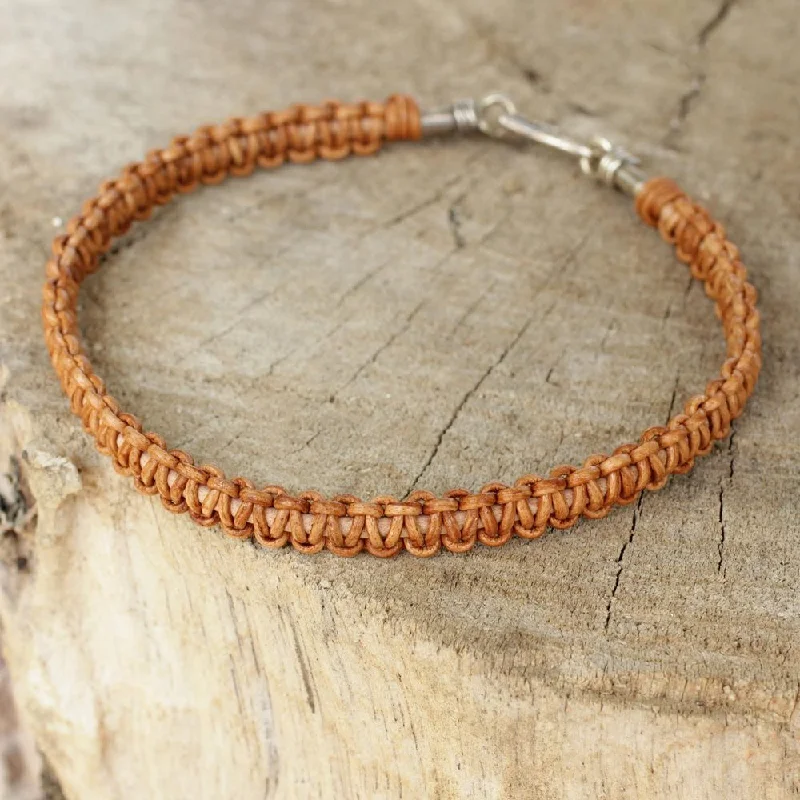 Clear diamond bangles-Handmade Men's Leather 'Brown Magnificence' Bracelet (Thailand)