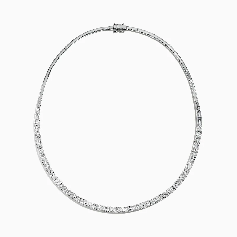 Slanted design necklaces-Classique 14K White Gold Diamond Collar Necklace 3.12 TCW