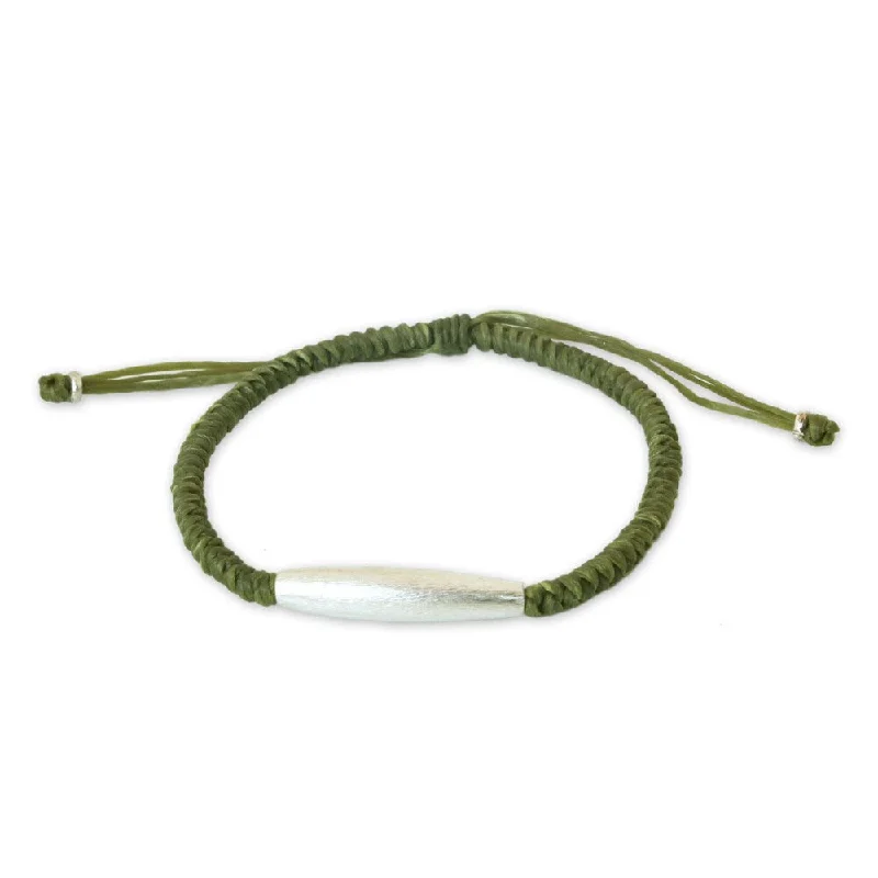 Twig weave bangles-Handmade Silver 'Peaceful Jungle' Braided Bracelet (Thailand)