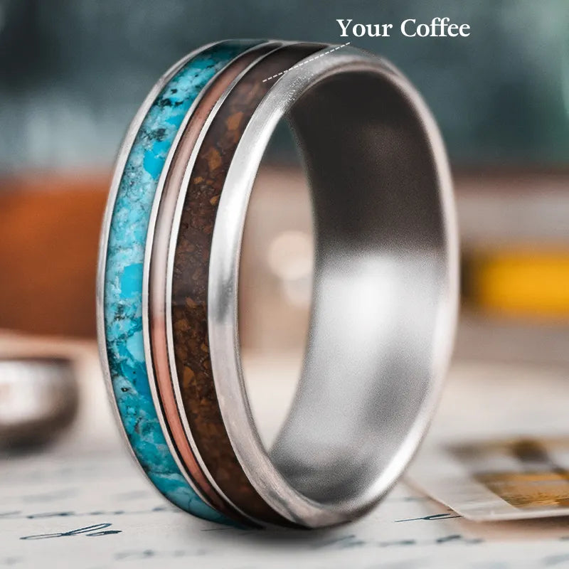 Rustic flair rings-Custom Design - 3-Inlay Metal Center Ring gwNtTtO3Pr_O7JNgiXEHX_pb