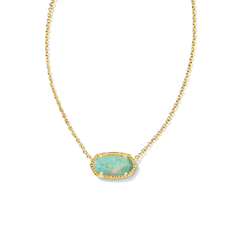 Ten-strand necklaces-Kendra Scott Elisa Necklace -  Gold Sea Green Chrysocolla