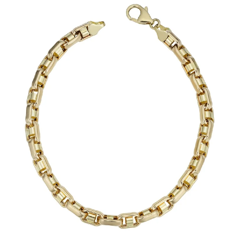 Thai tile bangles-Fremada Men's 14k Yellow Gold Bullet Link Bracelet (5.7 millimeters, 8.5 inches)