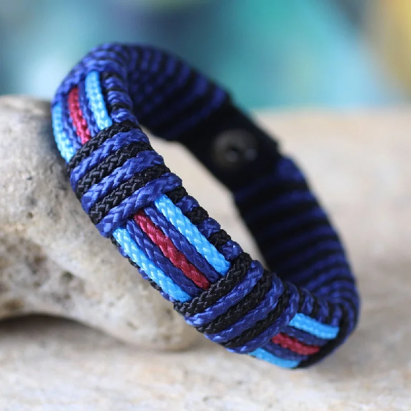 Oak grain bangles-Men's Polyester Recycled Paper 'Legends of Africa' Bracelet (Ghana) - 1"x8.5"