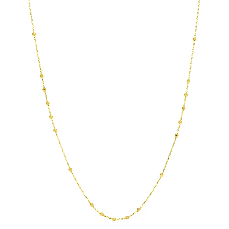 Raven feather necklaces-14k Gold Bead Station Necklace, 18"