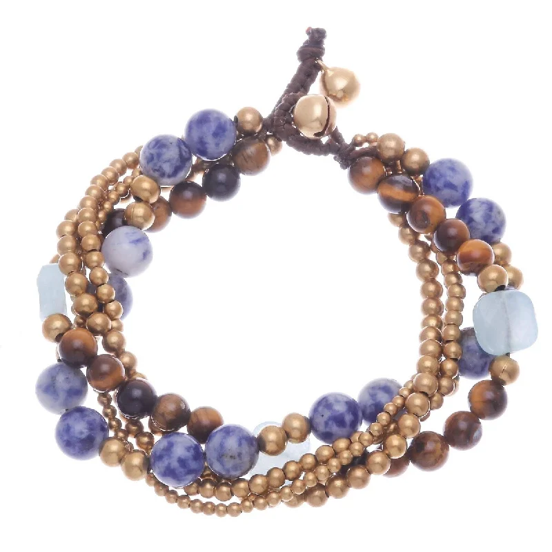 Tiny star bangles-NOVICA Bohemian Melange, Sodalite and tiger's eye beaded bracelet