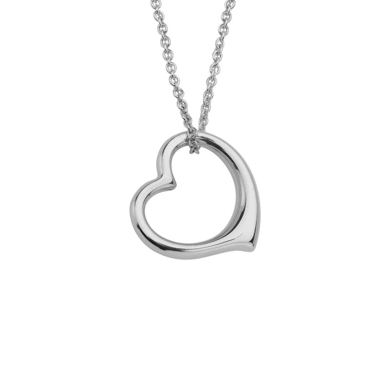 Wide bib necklaces-Sterling Silver Floating Open Heart Necklace