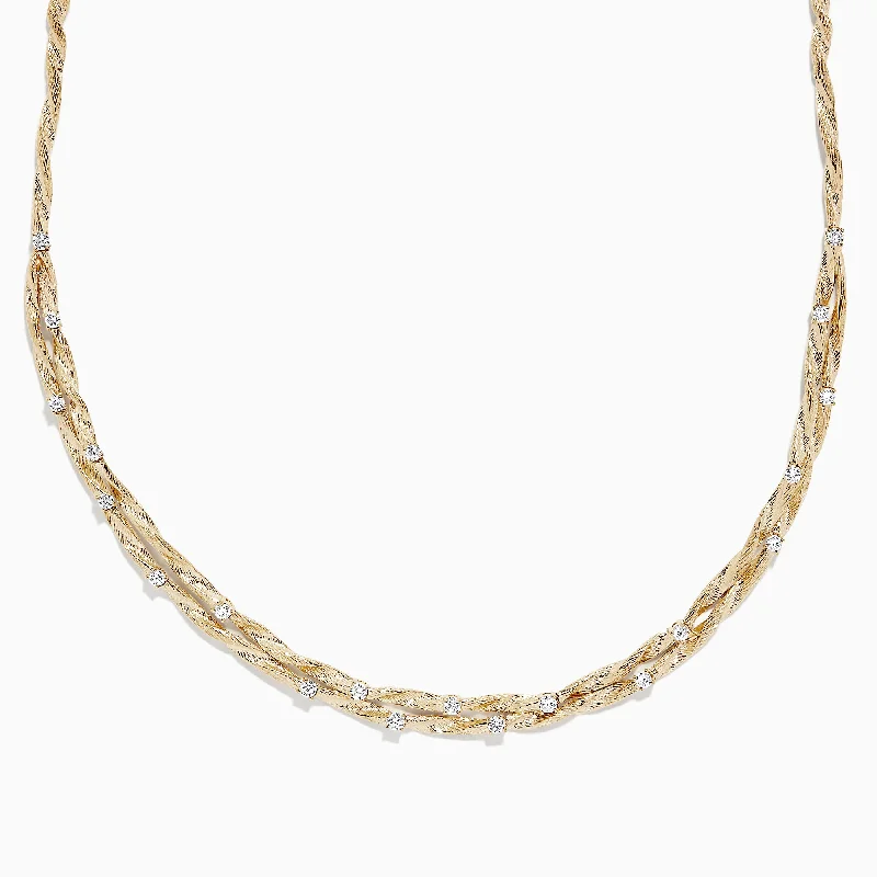 Bright druzy necklaces-D'Oro 14K Yellow Gold Diamond Necklace, 1.21 TCW