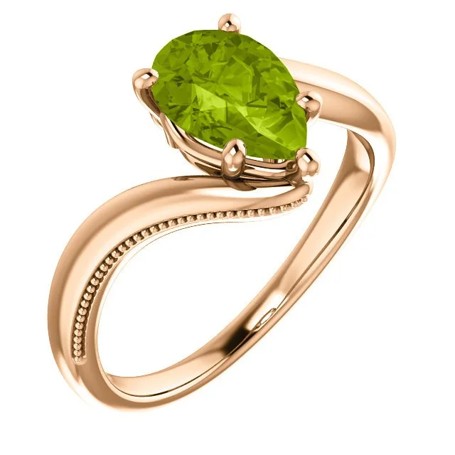 Vintage flair engagement rings-14KT GOLD 1.50 CTW PEAR SHAPE PERIDOT RING