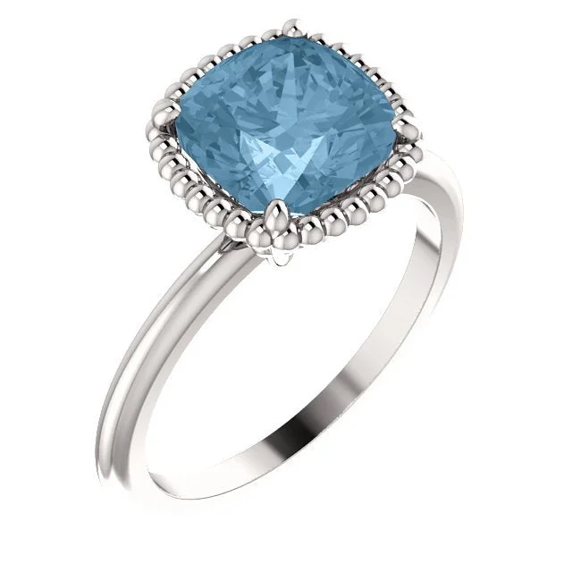 Pure star engagement rings-14KT GOLD 1 1/4 CT SKY BLUE TOPAZ BEADED SOLITAIRE RING