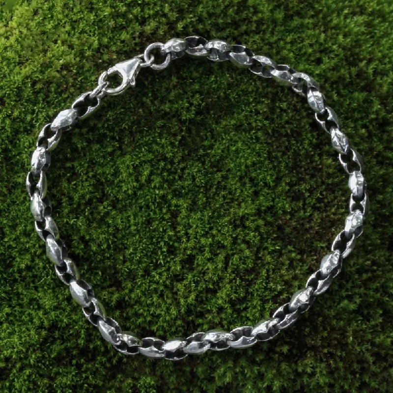 Fine bead bangles-Handmade Sterling Silver 'Life Flourishes' Chain Bracelet (Indonesia)