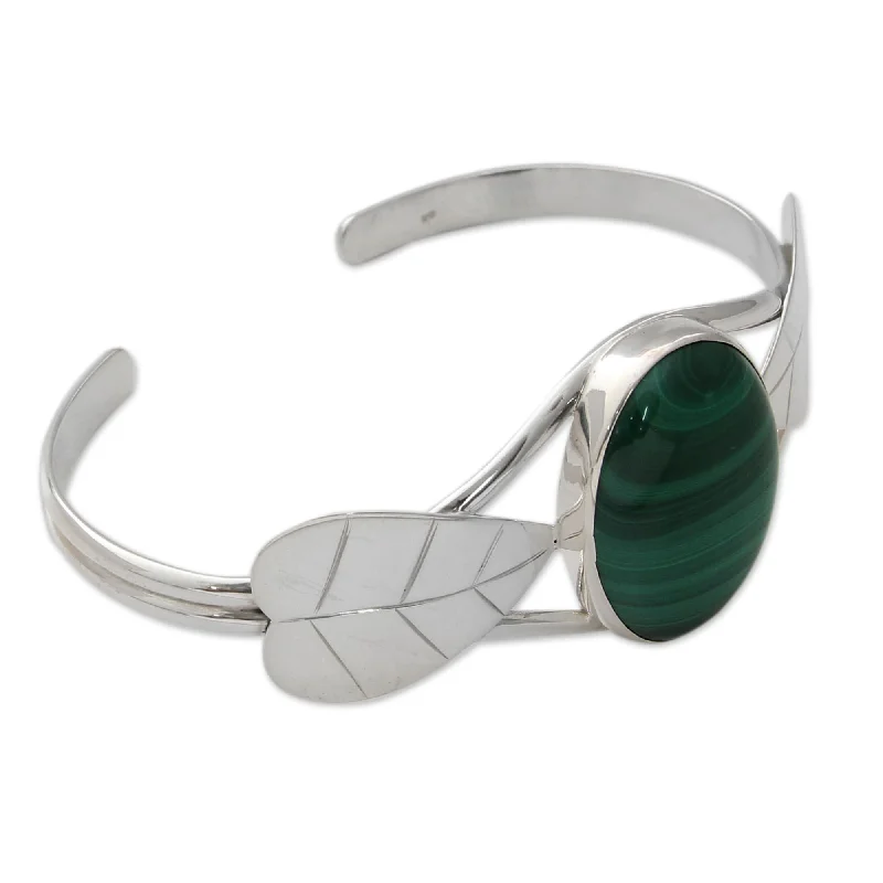 Old lock bangles-Sterling Silver 'Ivy' Malachite Cuff Bracelet