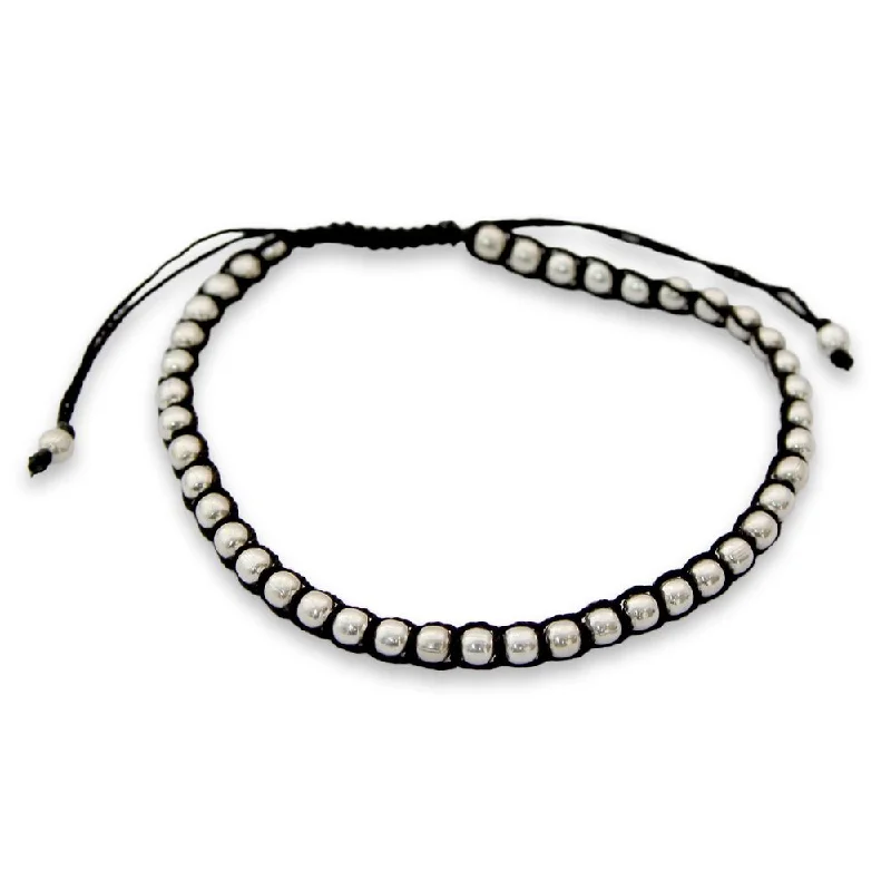 Gem strand bangles-Handmade Sterling Silver 'Glow' Bracelet (India)