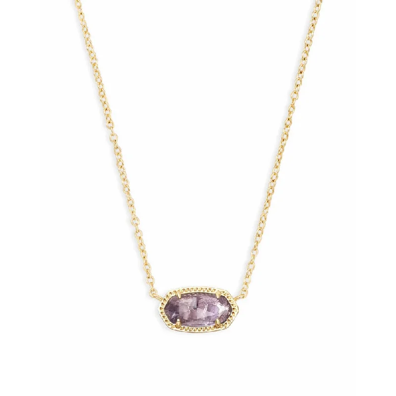 Aged silver necklaces-Kendra Scott Elisa Gold Short Pendant Necklace in Purple Amethyst