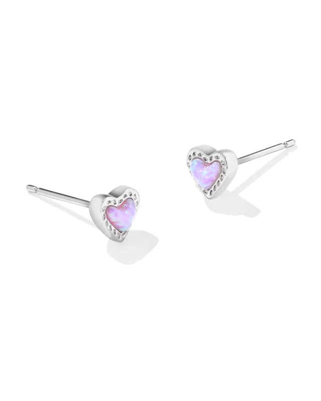 Pure stud earrings-Kendra Scott | Mini Ari Silver Heart Studs in Bubblegum Pink Opal