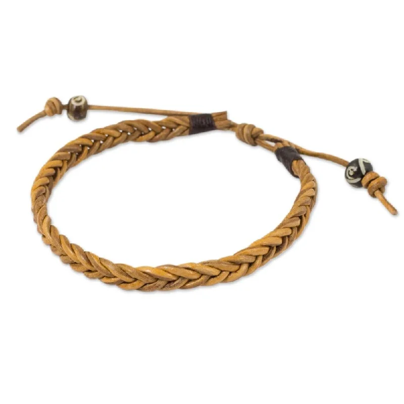 Round shape bangles-Handmade Leather Friendship Bracelet (Thailand)