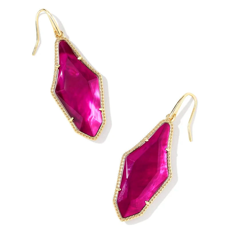 Bright crystal earrings-Kendra Scott | Evelyn Gold Drop Earrings in Dark Magenta Illusion