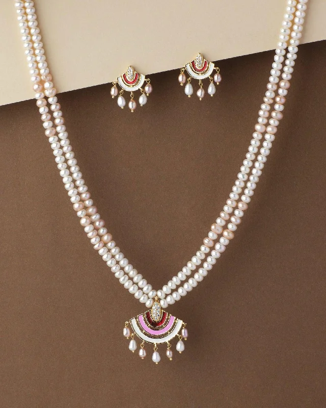 Ripple pattern necklaces-Beautiful Real Pearl Necklace Set