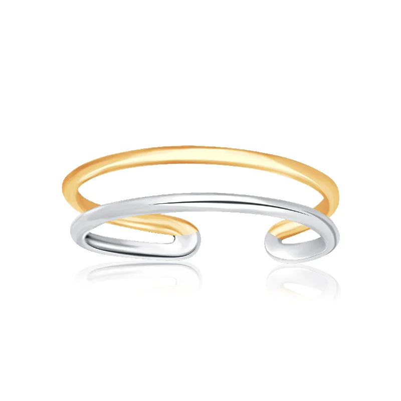 Open shank engagement rings-14k Two-Tone Gold Toe Ring with a Fancy Open Wire Style