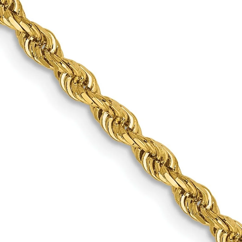 Flex cord bangles-Curata 14k Yellow Gold Solid 2.75mm D Cut Quadruple Rope Chain Bracelet Lobster Claw