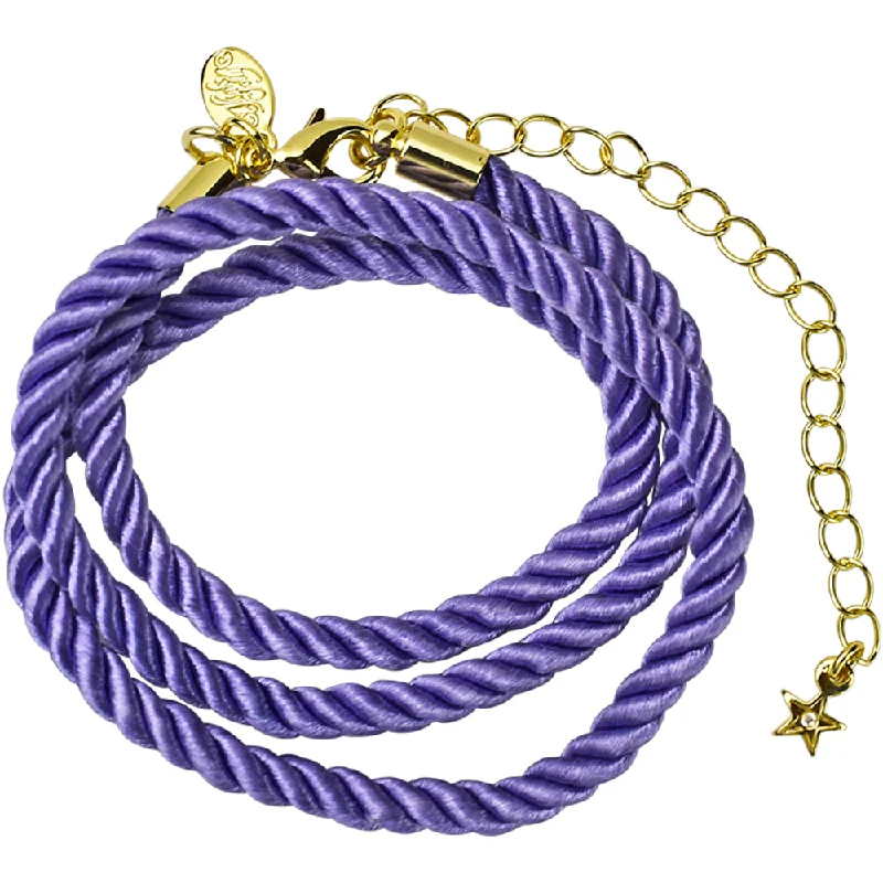 Sapphire gem necklaces-Twisted Sister 18" Cord Necklace (Goldtone/Lavender)