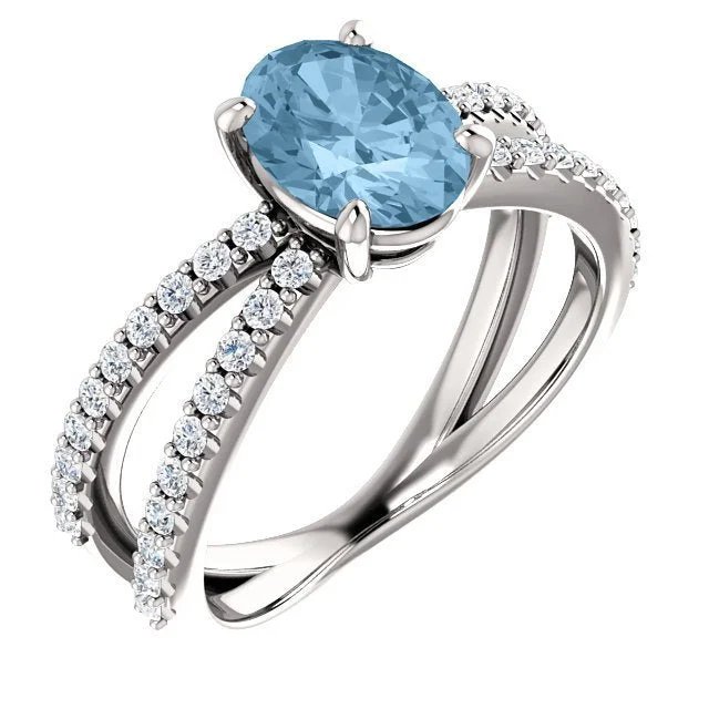 Raven feather engagement rings-14KT GOLD 1.60 CT SKY BLUE TOPAZ & 1/3 CTW DIAMOND CRISS-CROSS RING