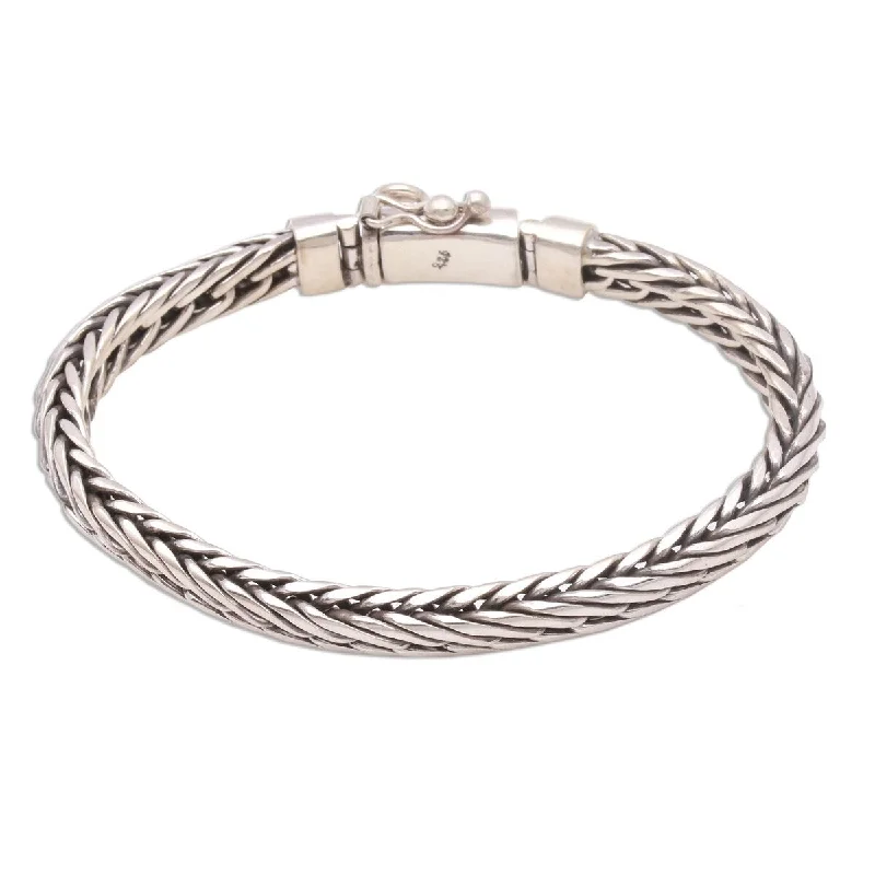 Regency style bangles-NOVICA Foxtail Balance, Sterling silver chain bracelet