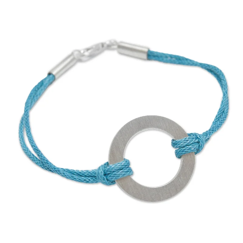 Pure form bangles-Sterling Silver Cotton 'Blue Charm' Cord Bracelet (Peru)