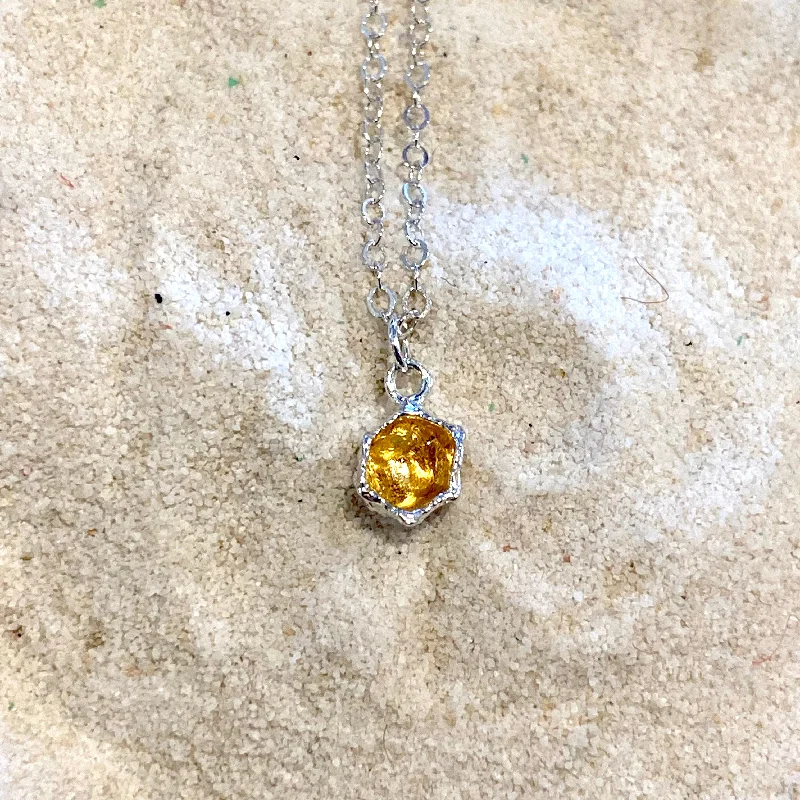 Subtle charm necklaces-Honeycomb Sterling Silver and 14K Gold Pendant Necklace