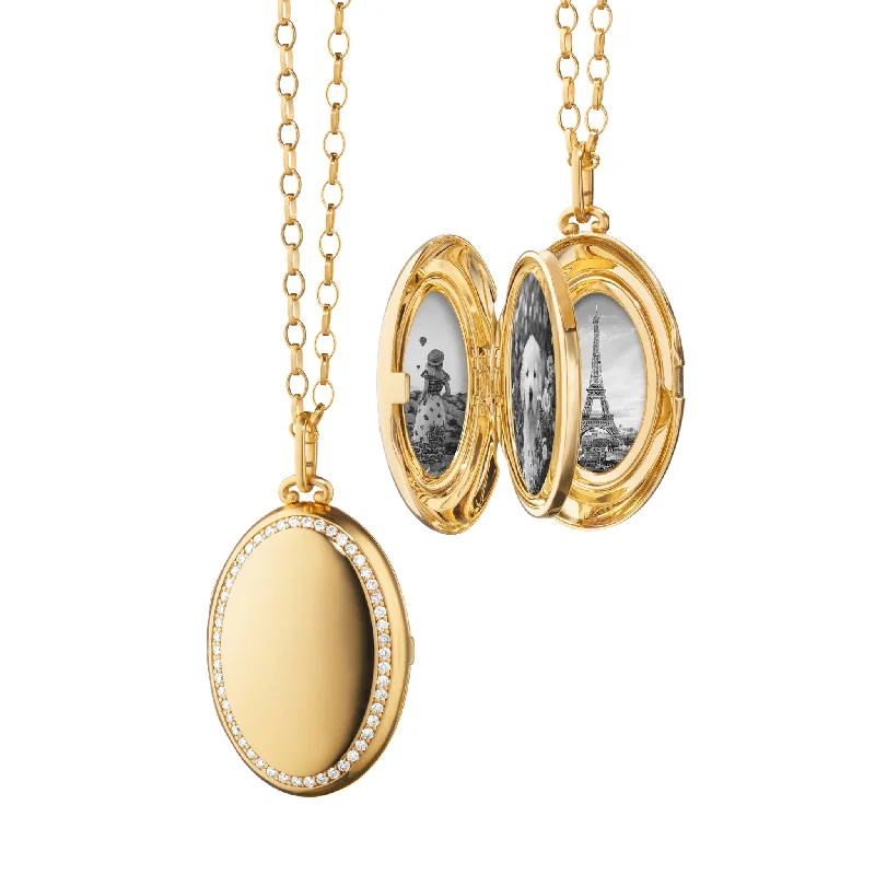 Fine yarn necklaces-Four Image "Luxe" 18K Gold Locket Necklace