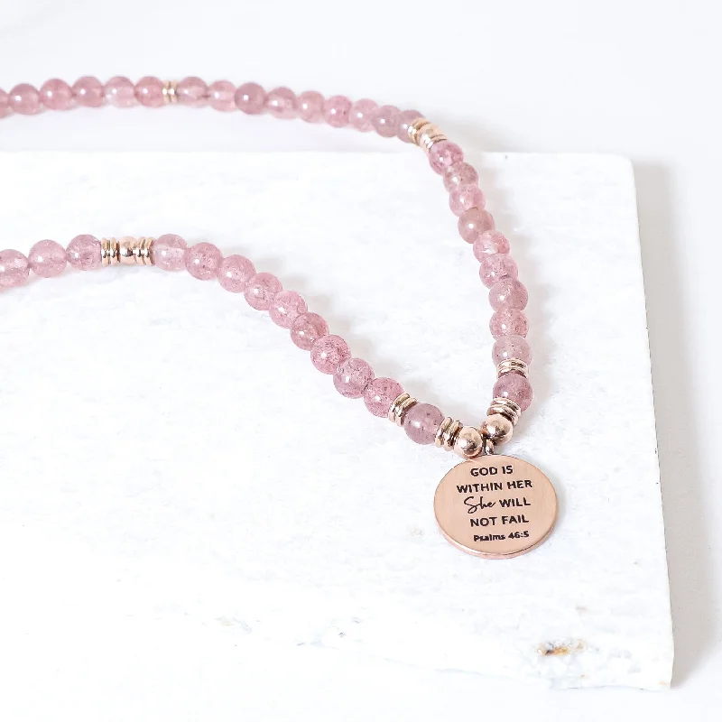 Sapphire gem necklaces-PINK QUARTZ EARTHSTONE NECKLACE