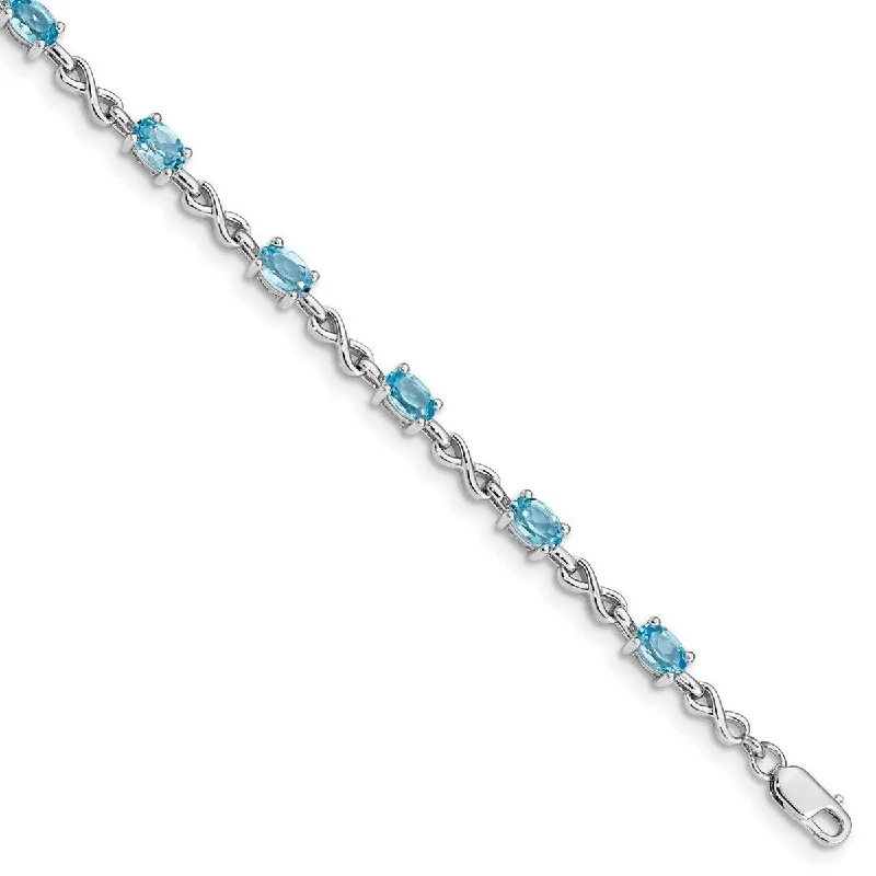 Crystal-twisted bangles-Curata 925 Sterling Silver Polished Lobster Claw Closure Blue Topaz Bracelet