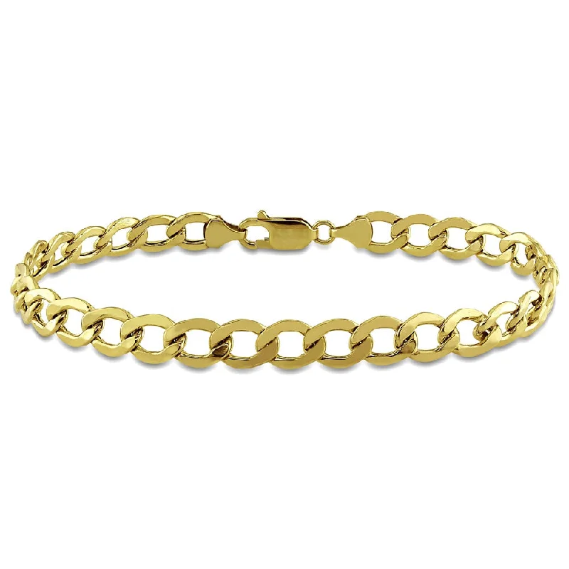 Flat knot bangles-Miadora Men's Curb Chain Bracelet in 10k Yellow Gold