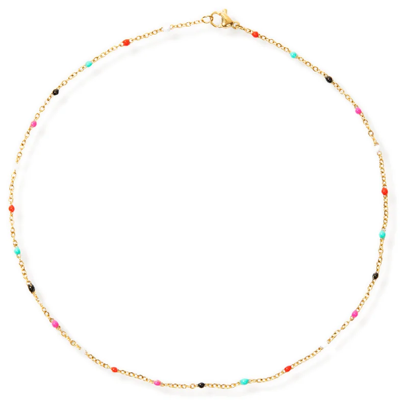 Oval drop necklaces-Gwen Colorful Dainty Enamel Beaded Necklace